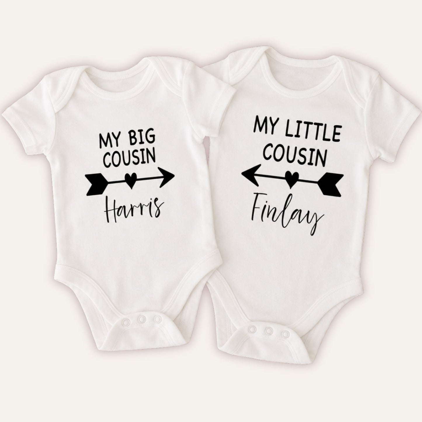 Matching personalised big and little cousin vests gift set – Grace & Grayson