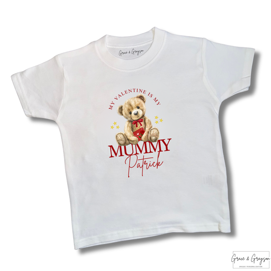 Personalised My Valentine Is My Mummy Bear T-Shirt
