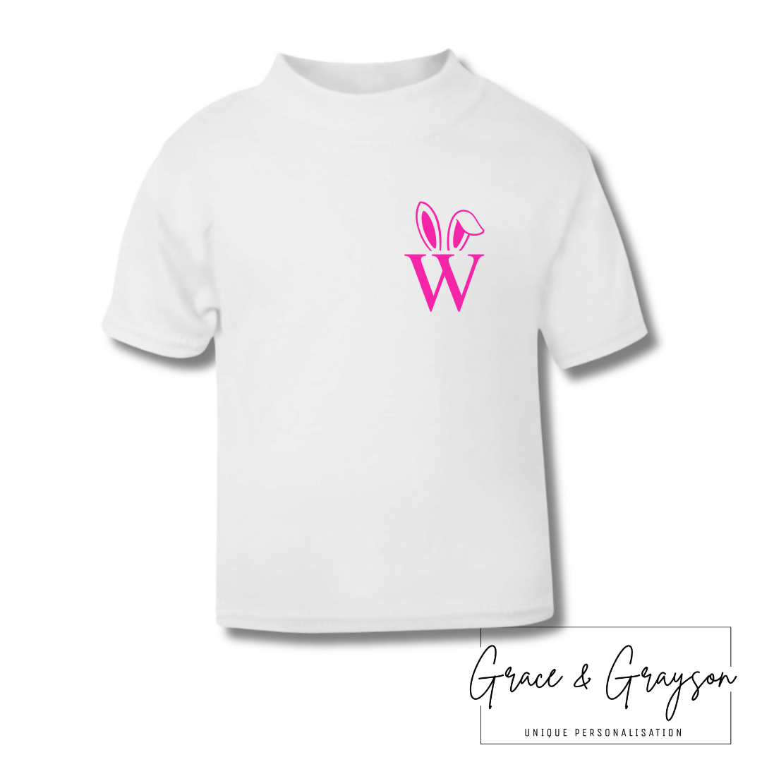 Personalised Bunny Ear Initial Easter T-shirt