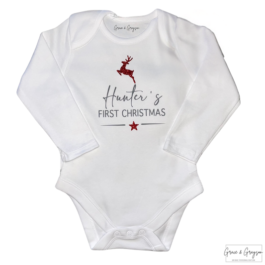 Personalised First Christmas Baby Vest