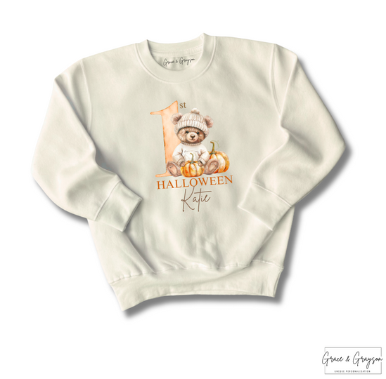 Personalised 1st Halloween Pumpkin Bear Sweatshirt