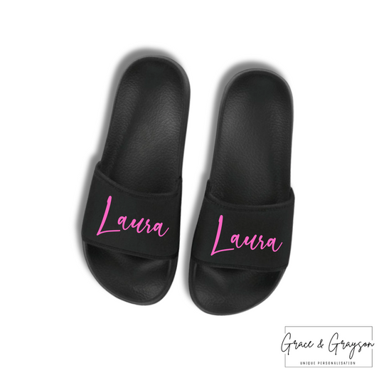 Personalised Adults & Kids Black Sliders