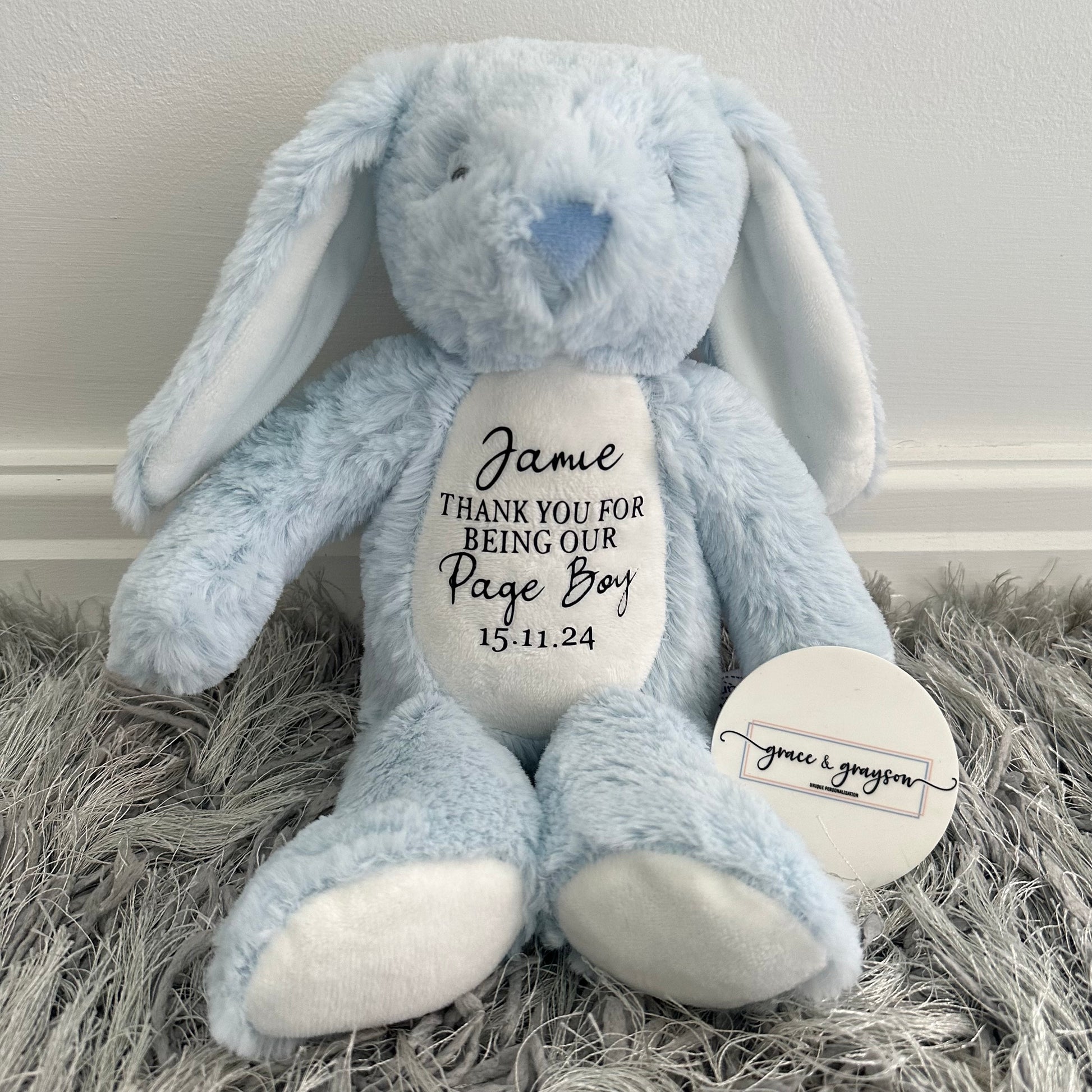 Personalised Blue Page Boy Bunny