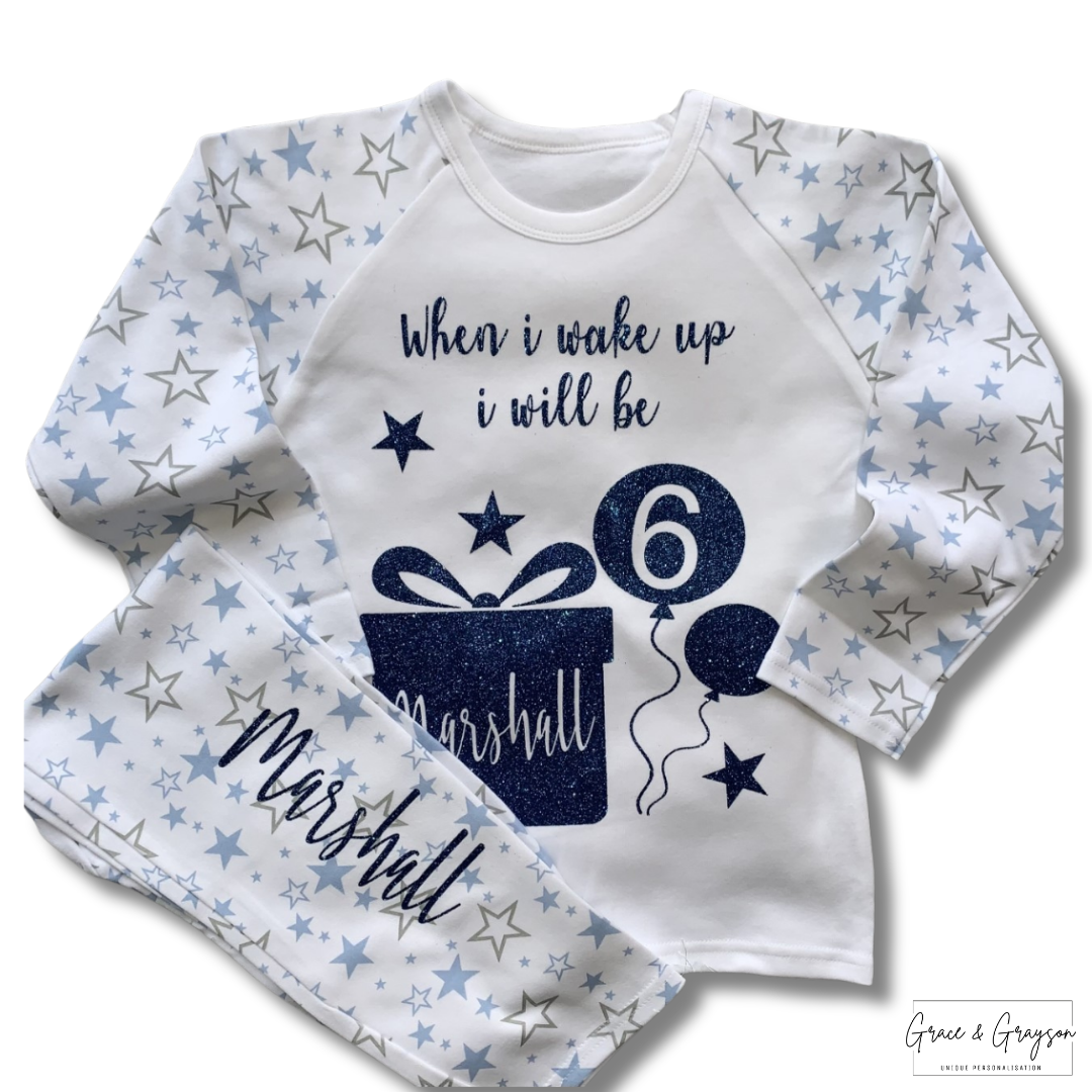 Personalised Boys Birthday Balloon Pyjamas 