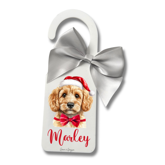 Personalised Christmas Dog Door Hanger Sign