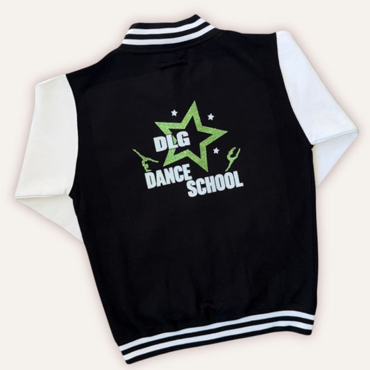 Personalised DLG Dance School varsity jacket with name on front – Grace & Grayson