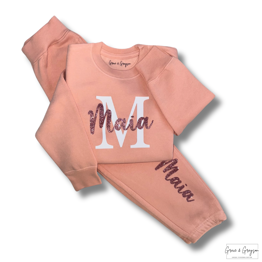 Personalised Dusty Pink Name & Initial Tracksuit