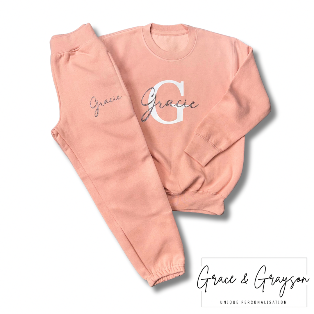 Personalised Dusty Pink Name & Initial Tracksuit