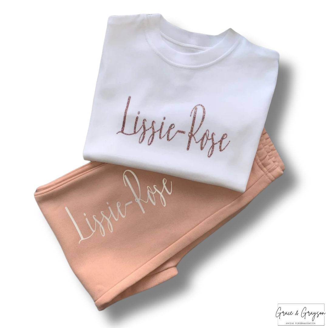 Personalised Dusty Pink T-Shirt & Joggers