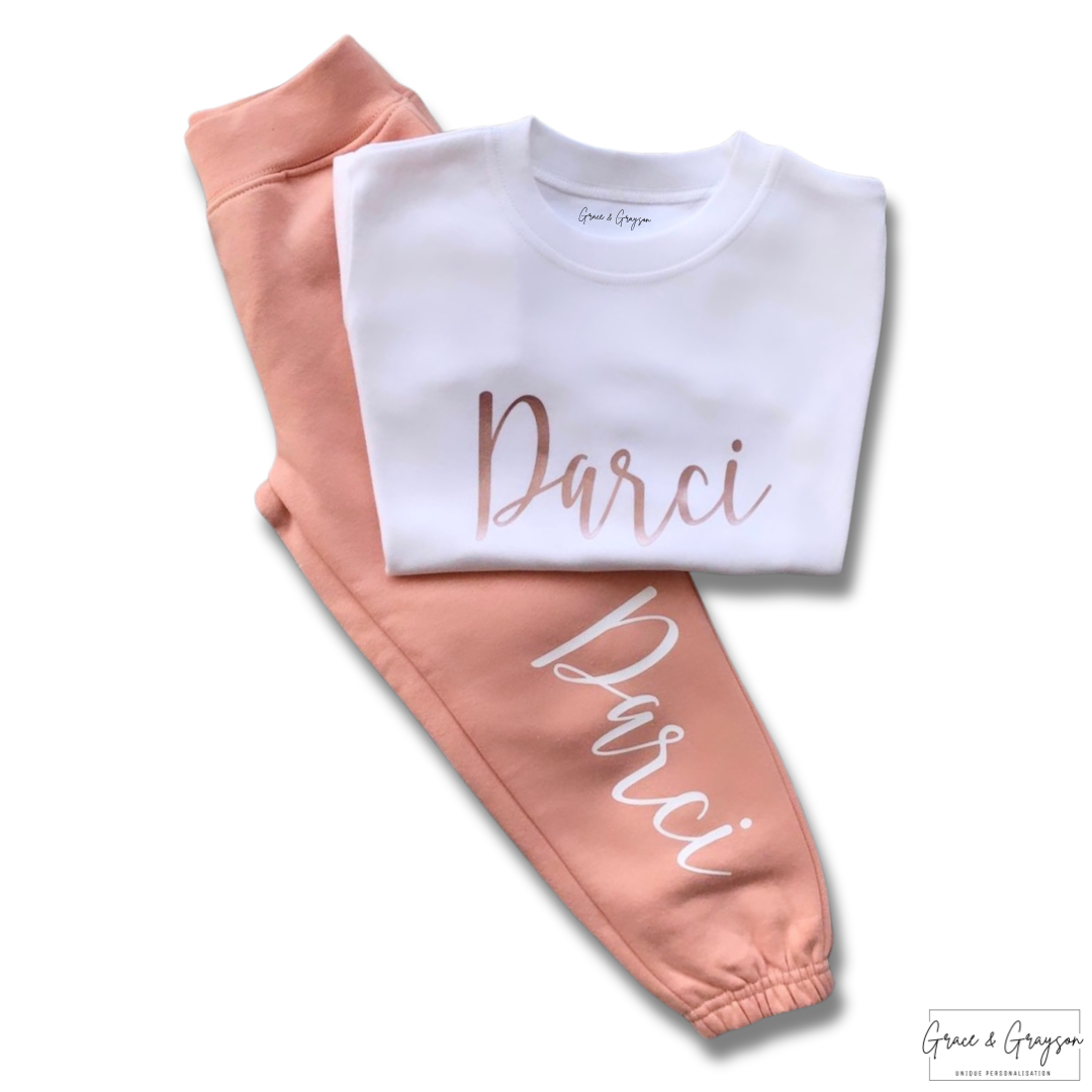Personalised Dusty Pink T-Shirt & Joggers