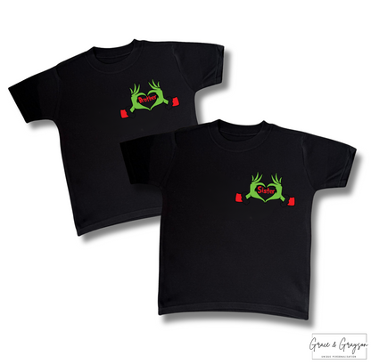 Personalised Family Names Heart Grinch T-Shirt