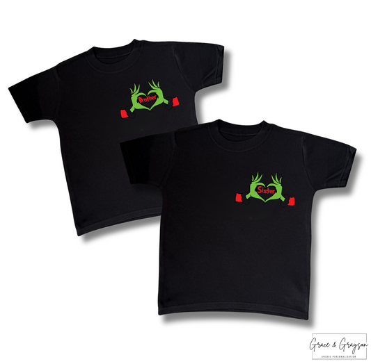 Personalised Family Names Heart Grinch T-Shirt