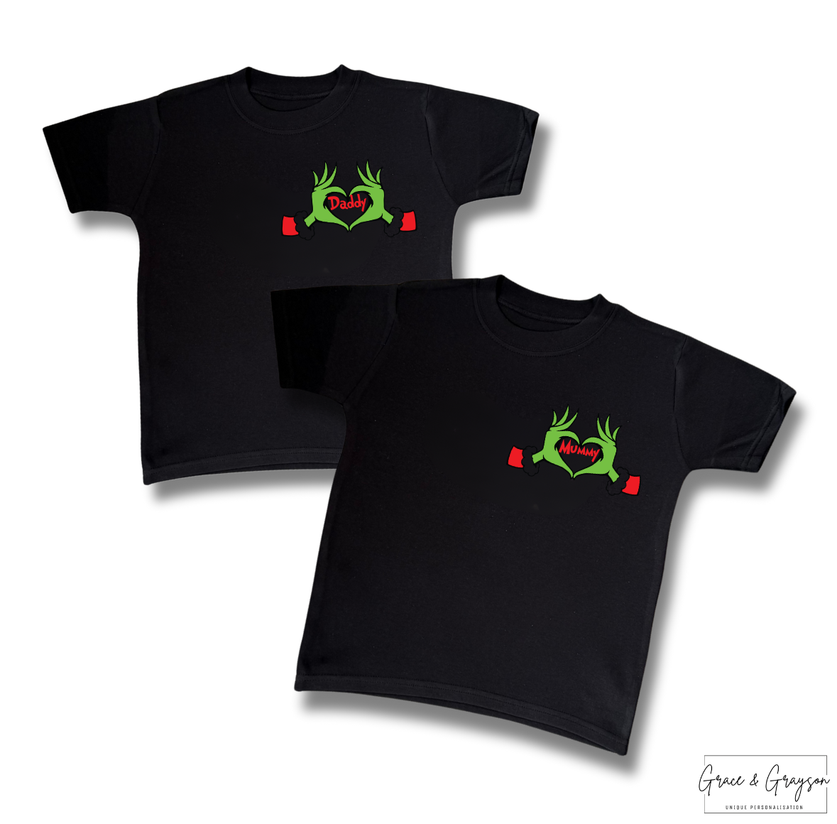 Personalised Family Names Heart Grinch T-Shirt