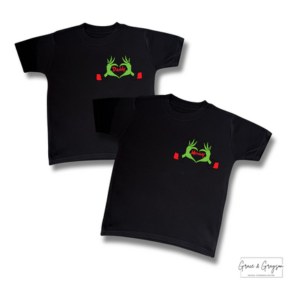 Personalised Family Names Heart Grinch T-Shirt