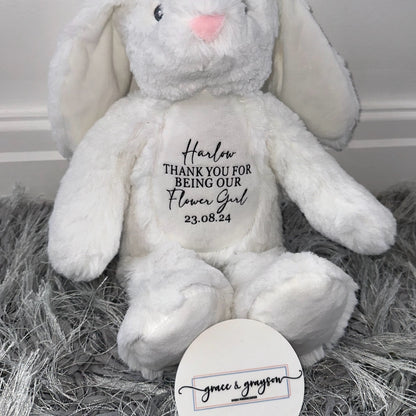 Personalised Flower Girl White Bunny