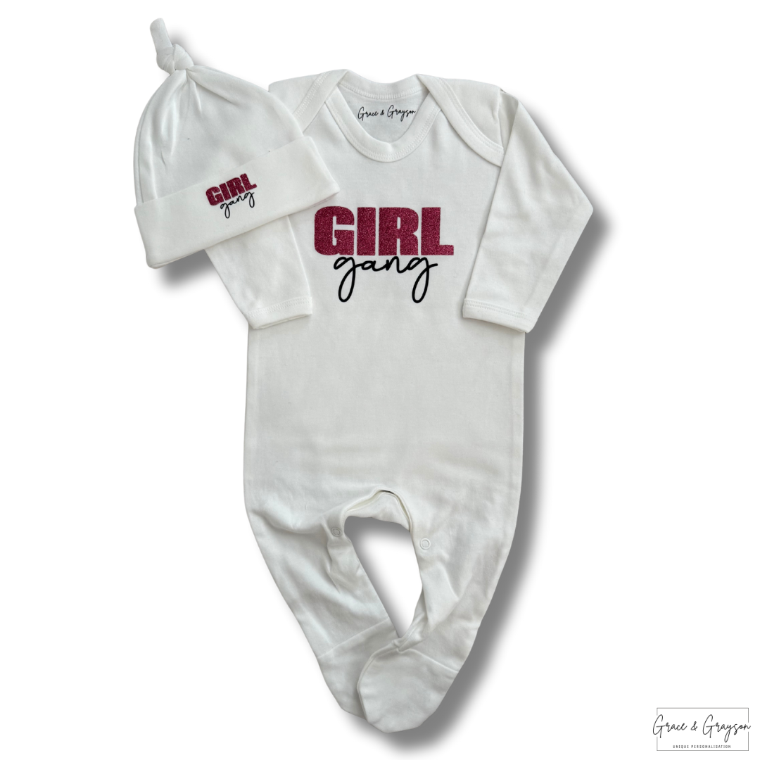 Personalised Girl Gang Baby Grow Set