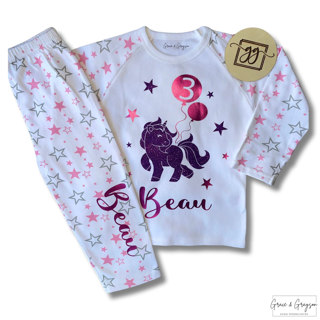 Personalised Birthday Unicorn Pyjamas