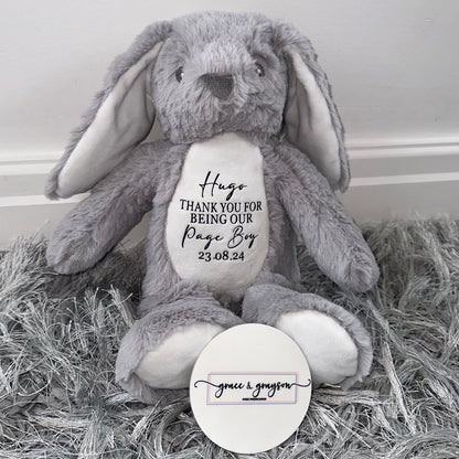 Personalised Grey Page Boy Teddy