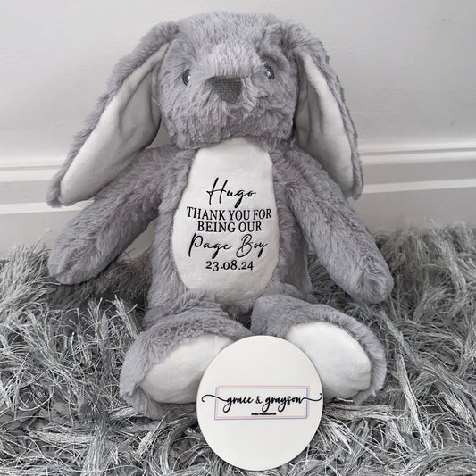 Personalised Grey Page Boy Teddy