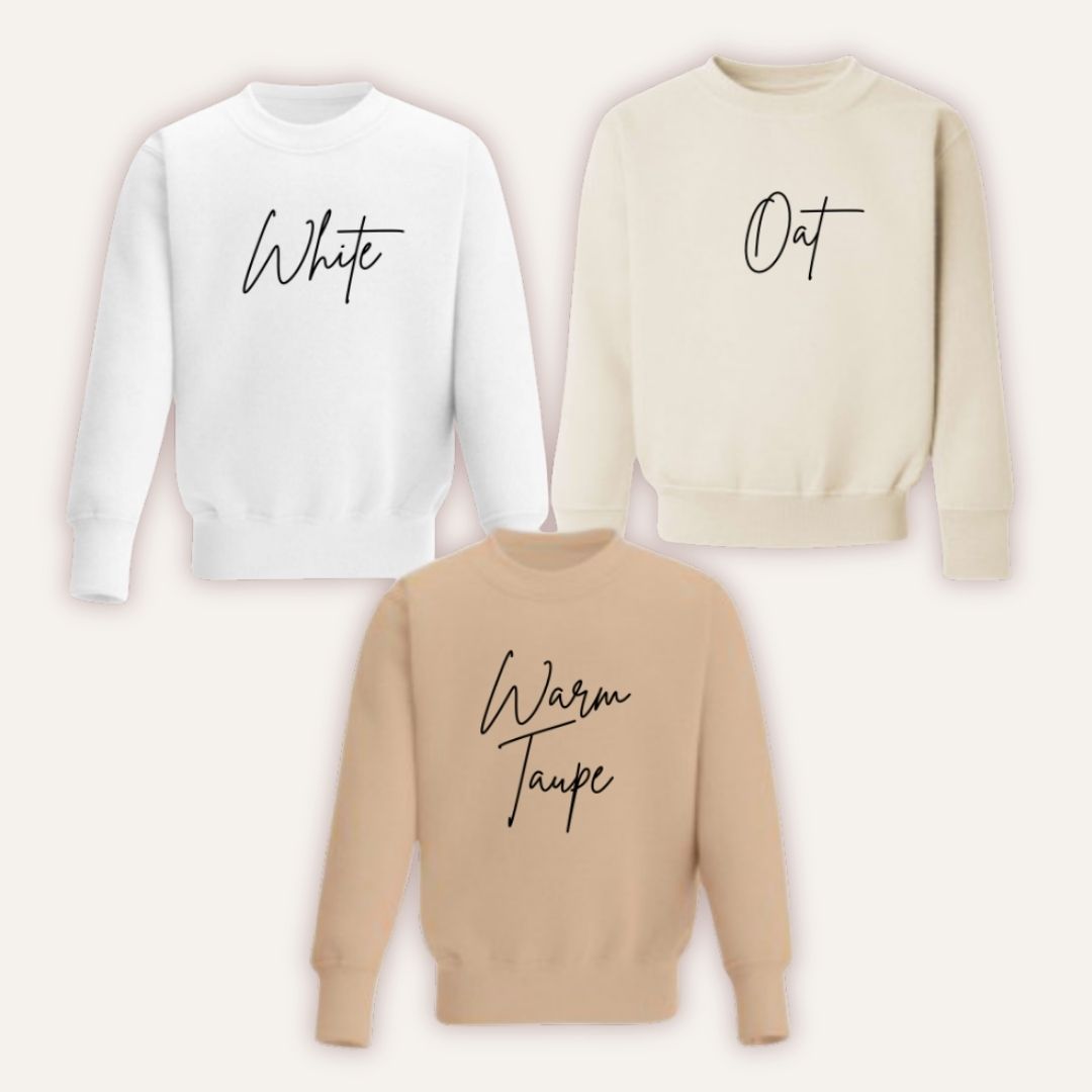 Personalised Halloween mama and mini sweatshirt available in white, oat and warm taupe by Grace & Grayson