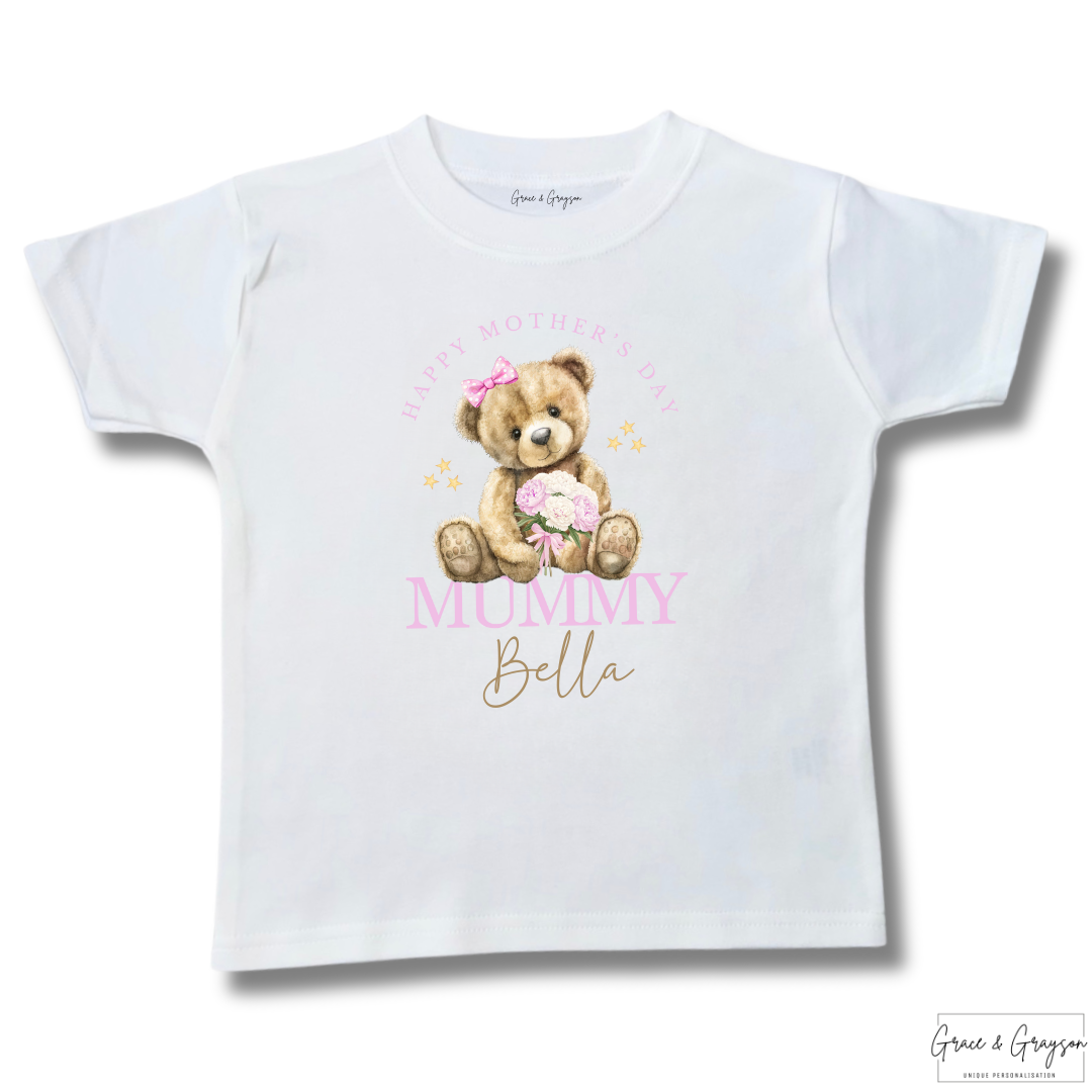 Personalised Pink Happy Mother's Day Mummy T-Shirt