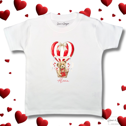 Personalised Happy Valentines Day Hot Air Balloon T-Shirt