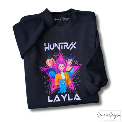 Personalised Huntrix K-Pop Demon Hunters Black Sweatshirt