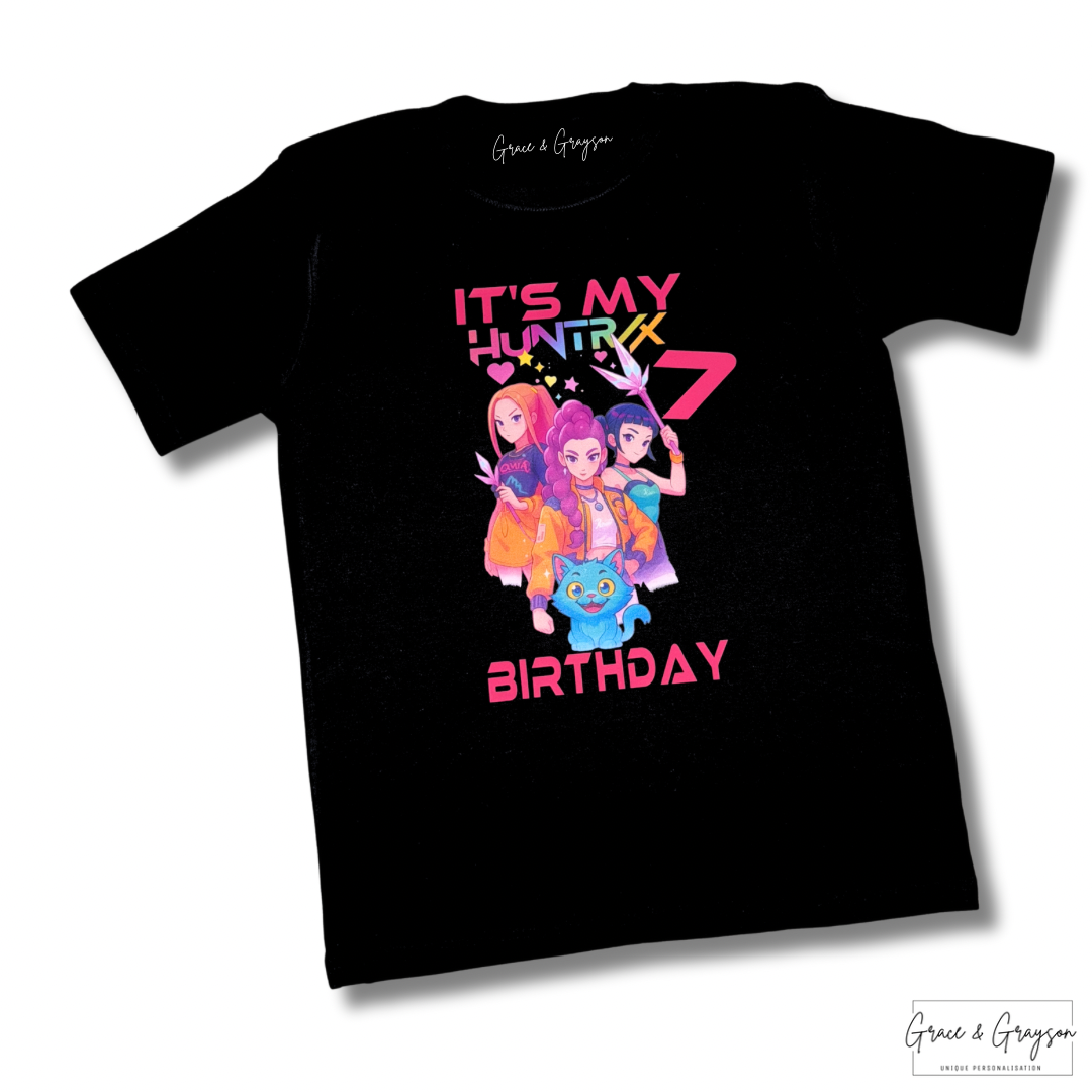 Personalised It's My Huntrix K-pop Demon Hunters Birthday T-Shirt Black