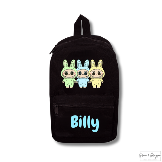 Personalised Labubu Backpack Black