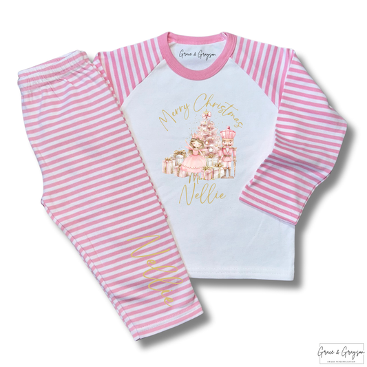 Personalised Merry Christmas Pink Nutcracker Pyjamas 