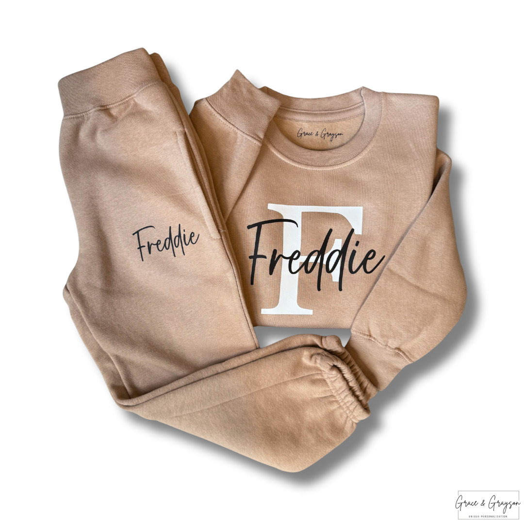 Personalised Name & Initial Warm Taupe Tracksuit