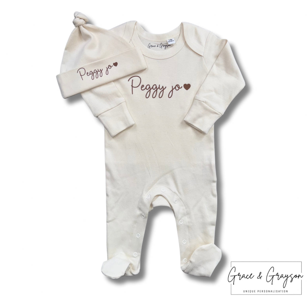 Personalised Neutral Baby Grow Set