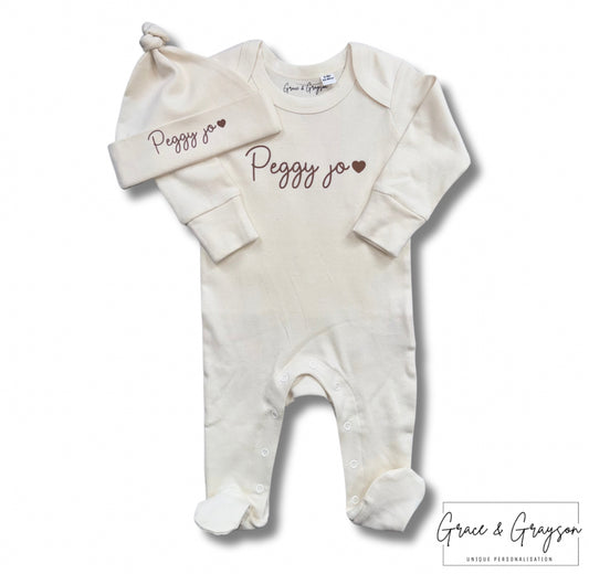 Personalised Neutral Baby Grow Set