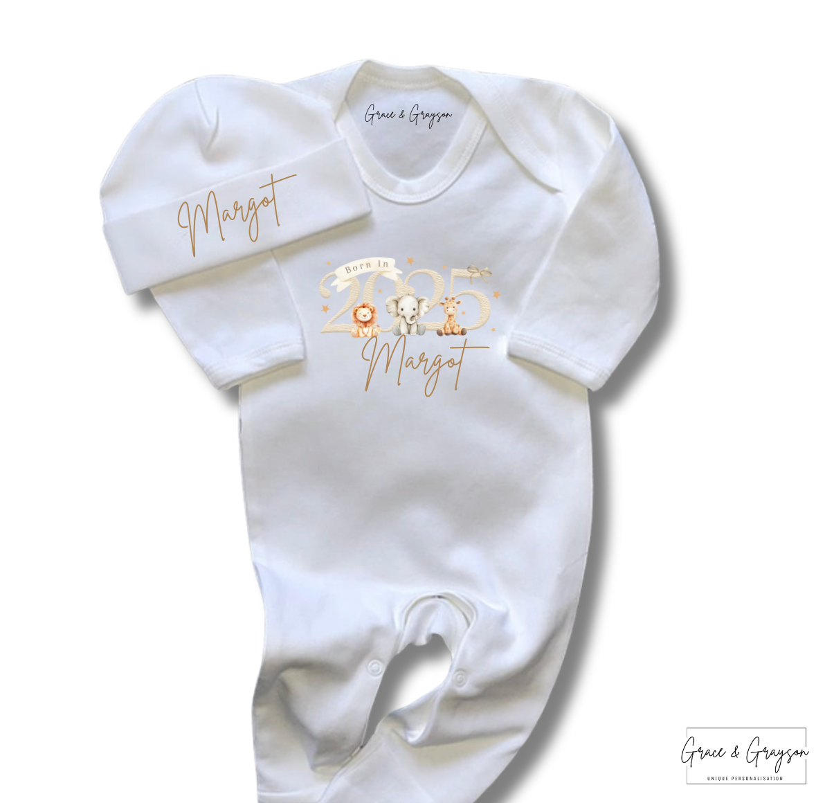 Personalised Born in 2025 Baby Grow Set