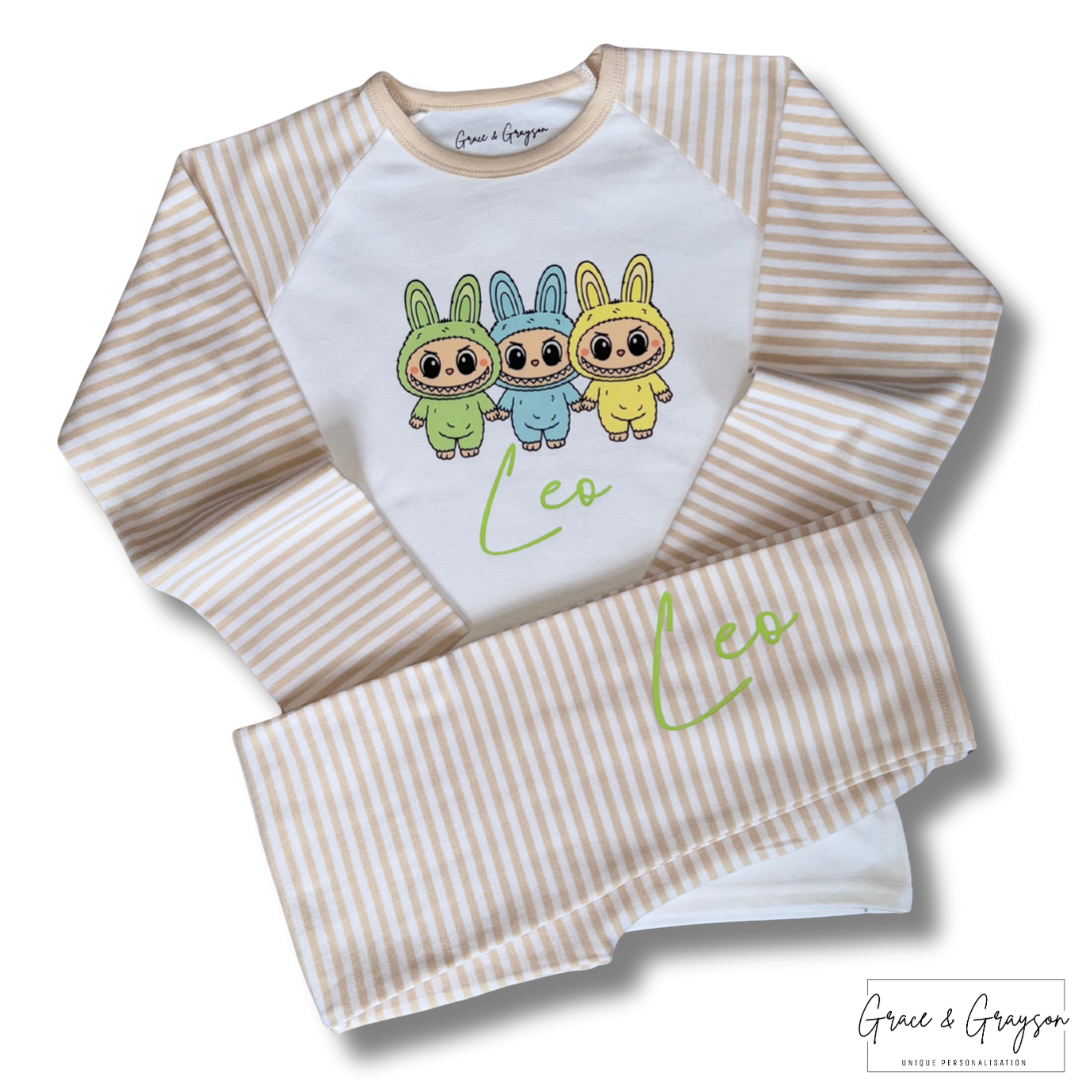 Personalised Neutral Labubu Pyjamas