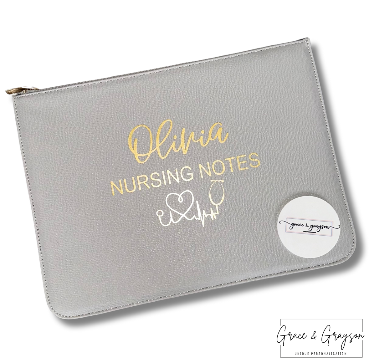 Personalised Nursing Notes Zipped Folder - Grace & Grayson