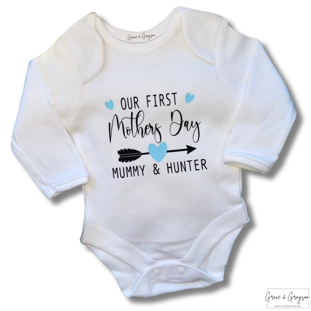 Personalised Our First Mother's Day Arrow Baby Vest