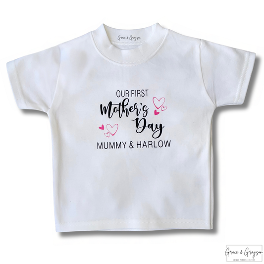 Personalised Our First Mother's Day Heart T-Shirt