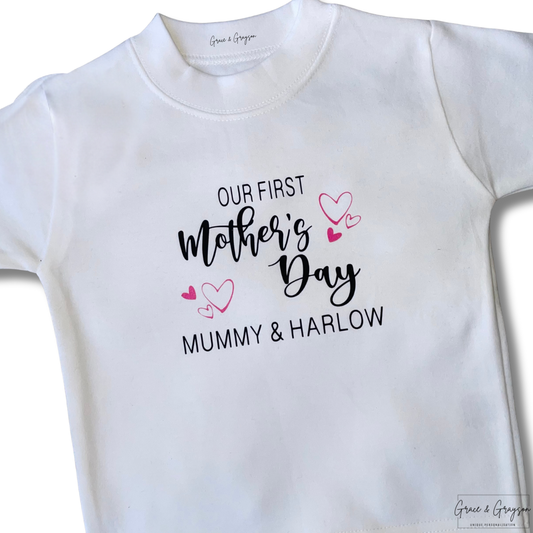 Personalised Our First Mother's Day Heart T-Shirt
