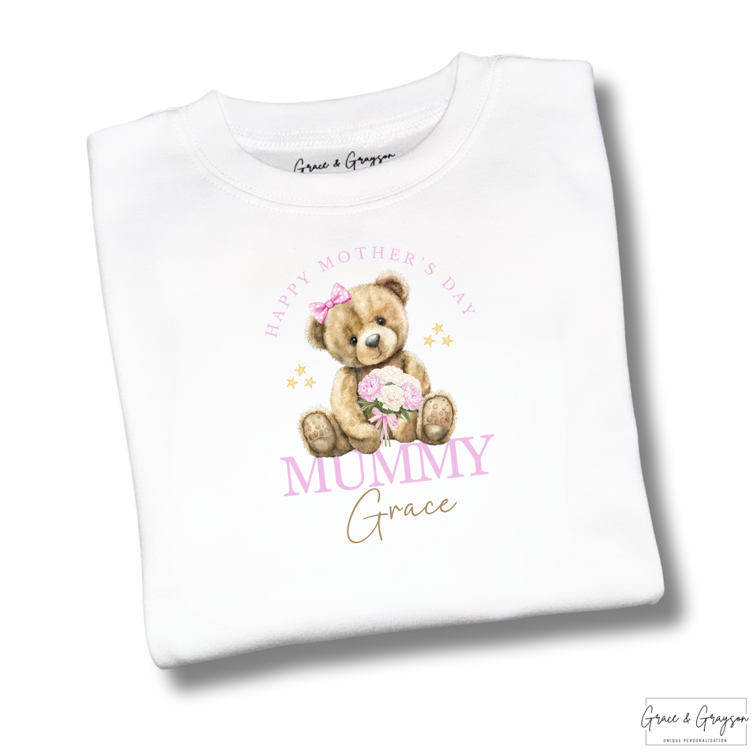 Personalised Pink Happy Mother's Day Mummy T-Shirt