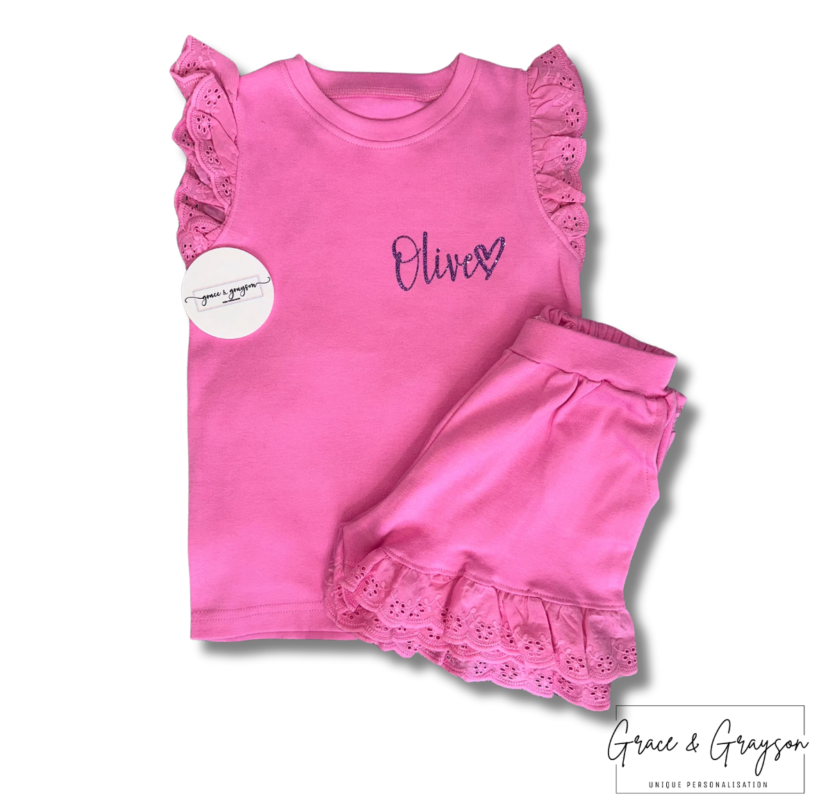 Personalised Pink Shorts & T-Shirt Set