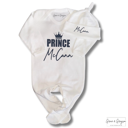 Personalised Prince baby Grow Set
