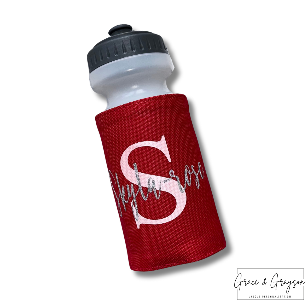 Personalised Red Name & Initial Water Bottle