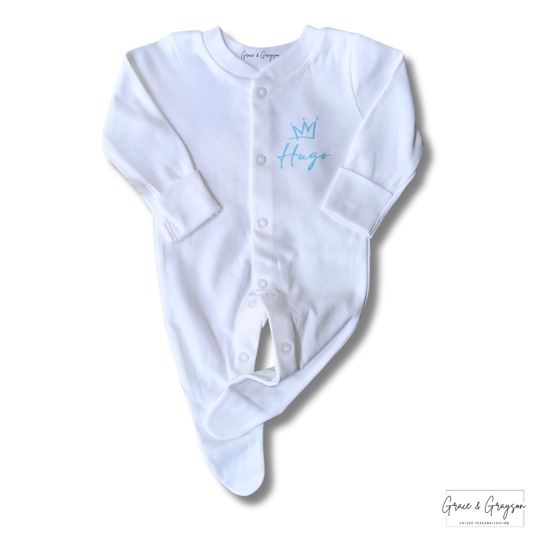 Personalised Royal Crown Boys Baby Grow