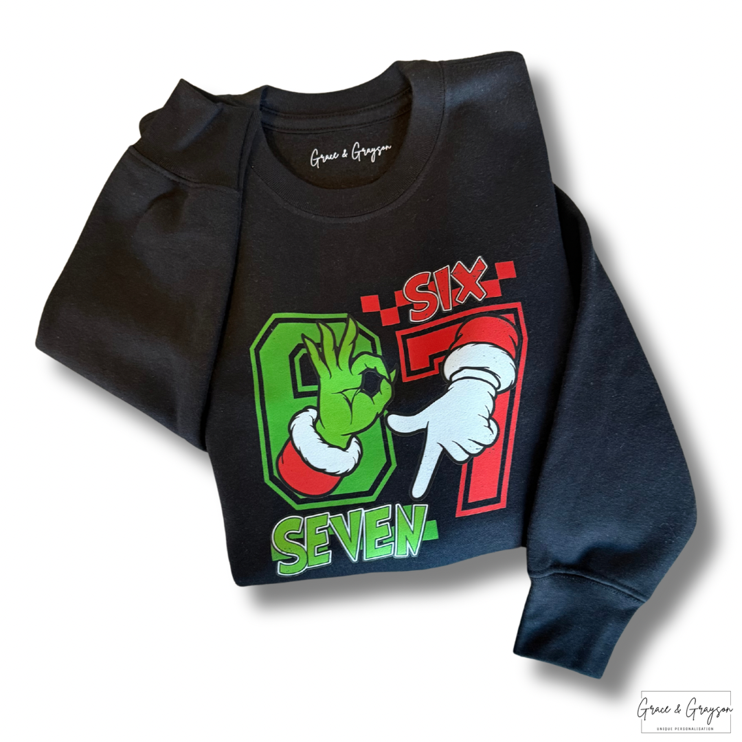 Personalised Kids Six Seven 67 Christmas Sweatshirt