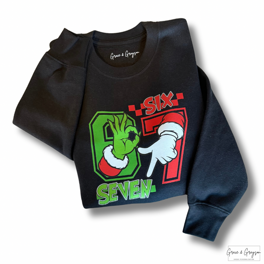 Personalised Kids Six Seven 67 Christmas Sweatshirt