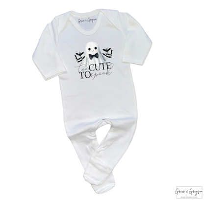 Personalised Too Cute To Spook Baby grow