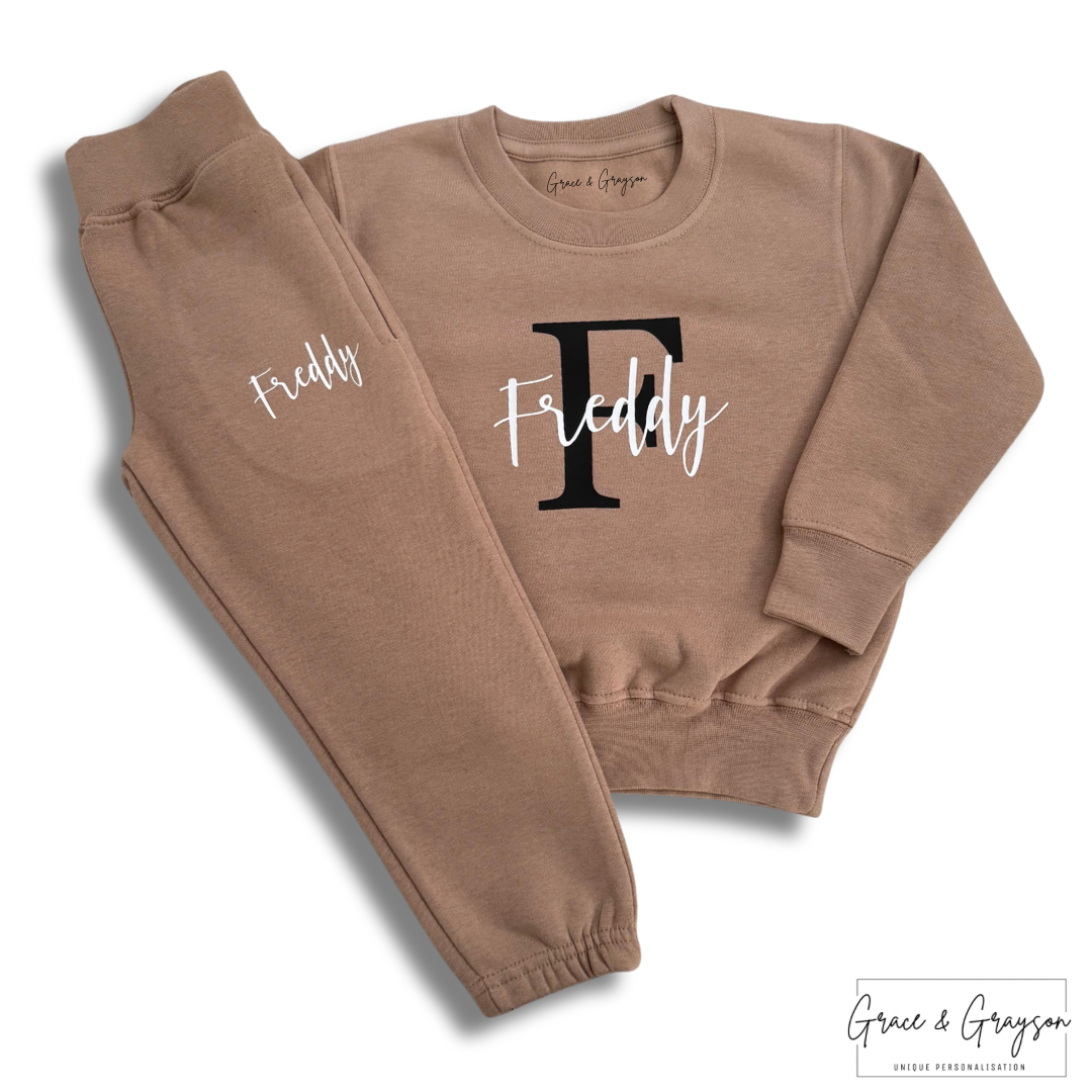 Personalised Name & Initial Warm Taupe Tracksuit