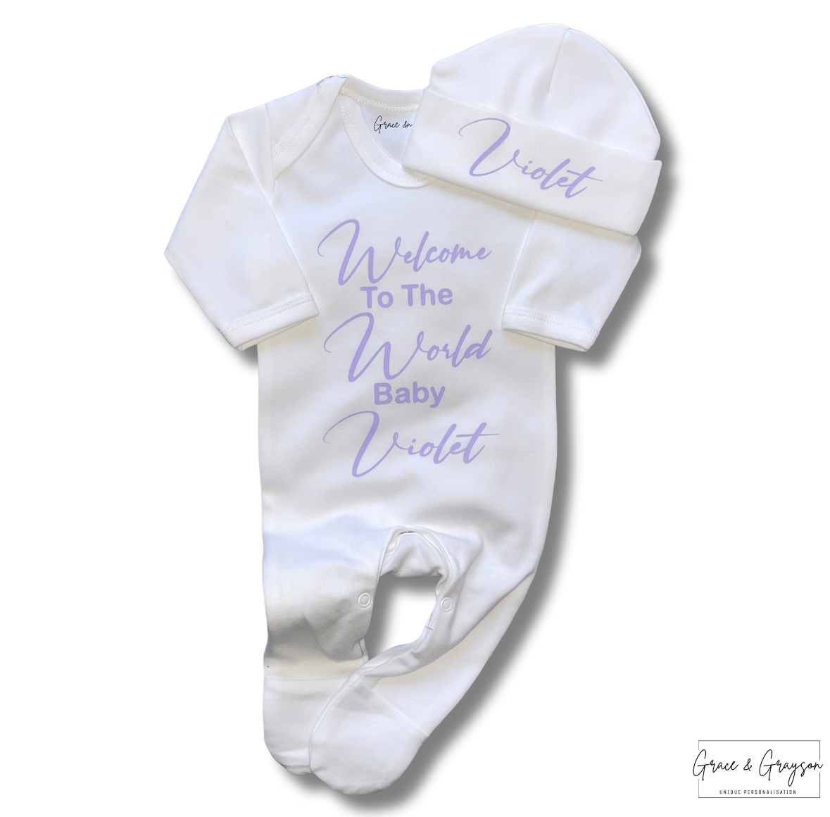 Personalised Welcome To The World Baby Grow Set