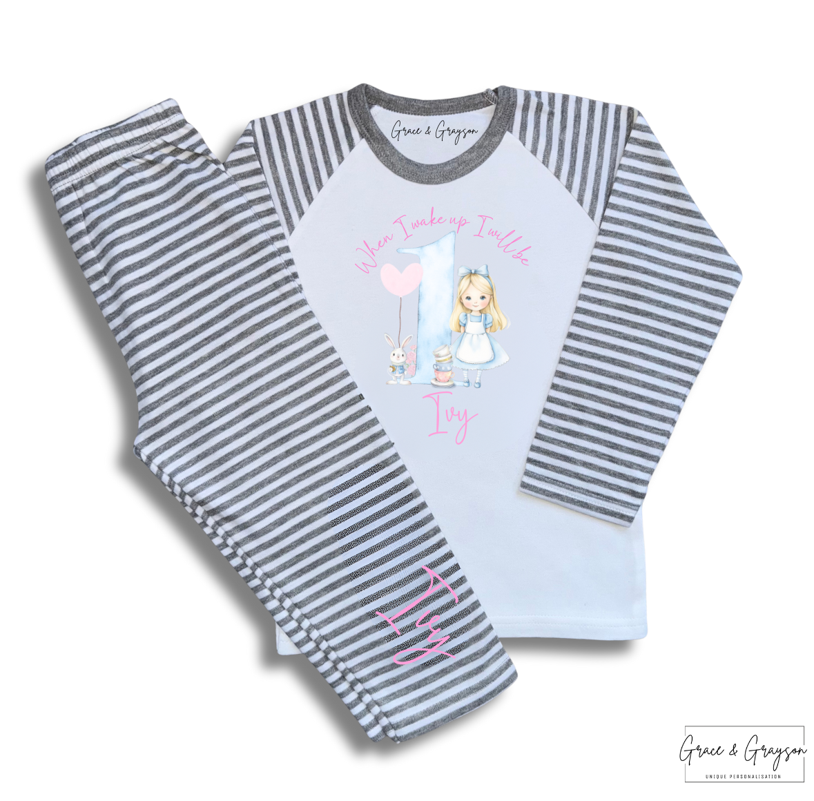 Personalised When I Wake Up Wonderland Birthday Pyjamas 
